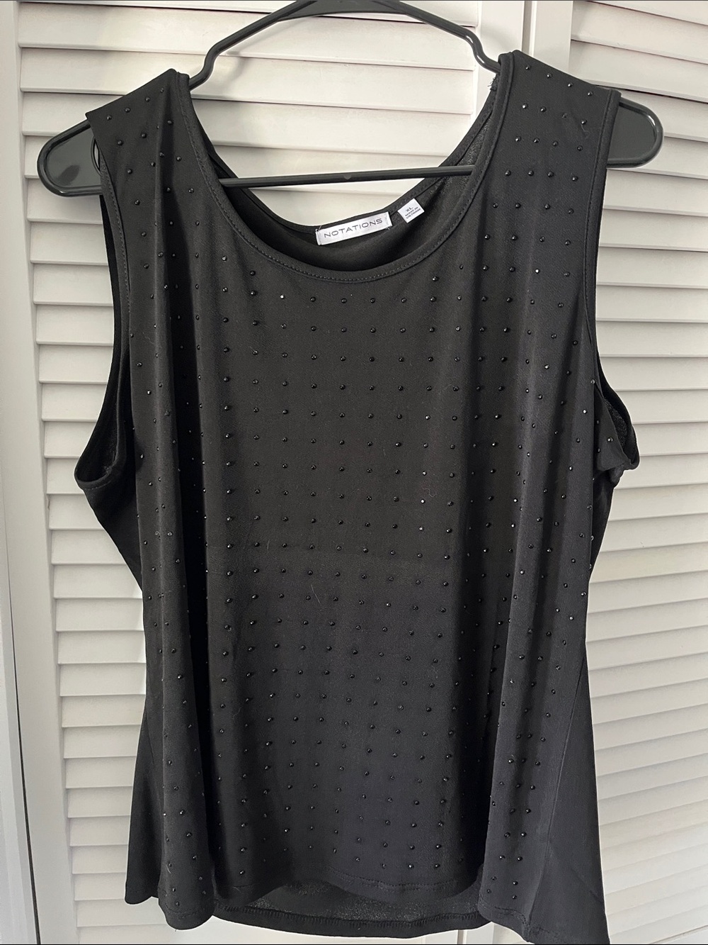 Notations Black Beaded Sleeveless Tank